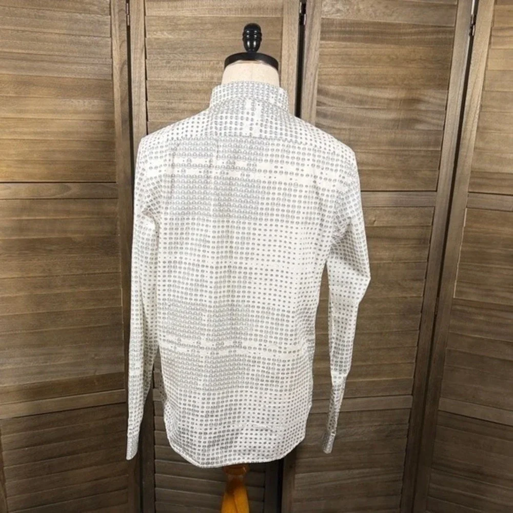 Marc Ecko Shirt Mens Medium Cut & Sew White Graphic Face Button Down Long Sleeve